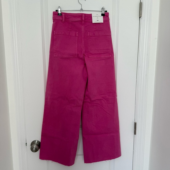 ZARA HIGH WAIST THE MARINE STRAIGHT JEANS IN FUCHSIA size 6 - Picture 5 of 15